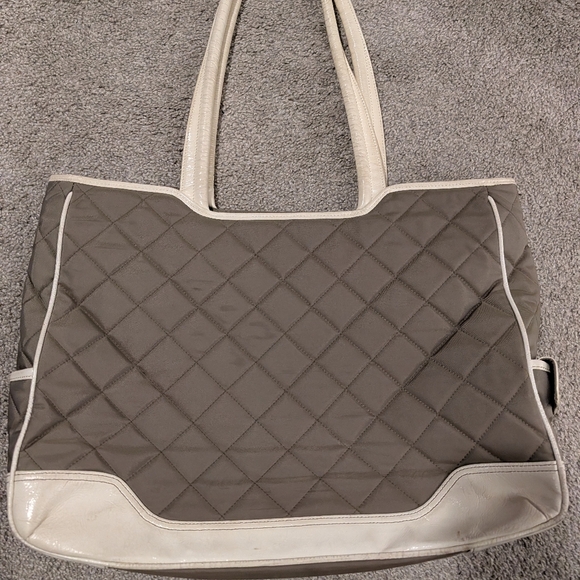 Nkomo Large Quilted Tote TAN/WHITE - Picture 2 of 5